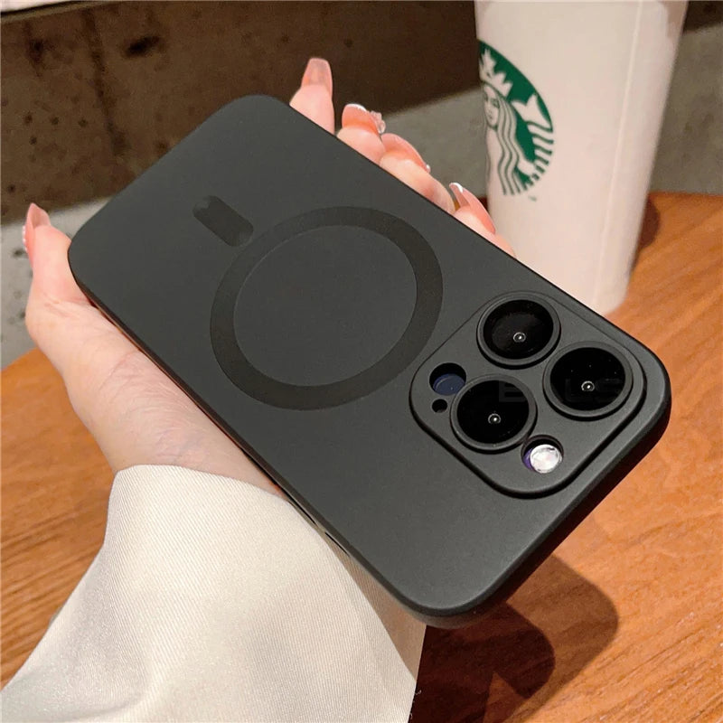 iPhone | Luxury For Magsafe Wireless Charging Case For iPhone With Lens Protector Matte Cover
