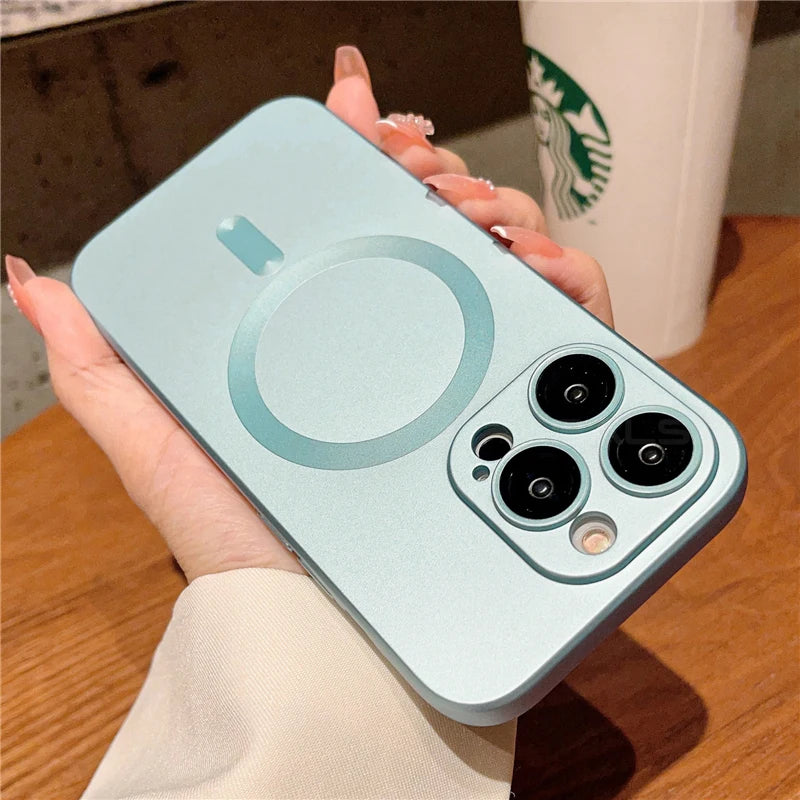 iPhone | Luxury For Magsafe Wireless Charging Case For iPhone With Lens Protector Matte Cover