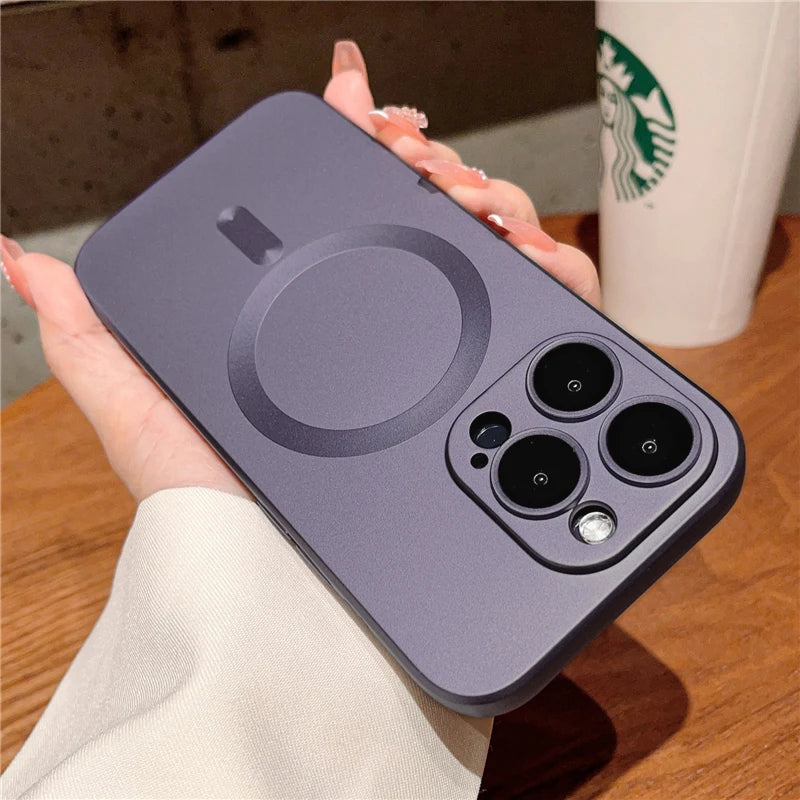 iPhone | Luxury For Magsafe Wireless Charging Case For iPhone With Lens Protector Matte Cover