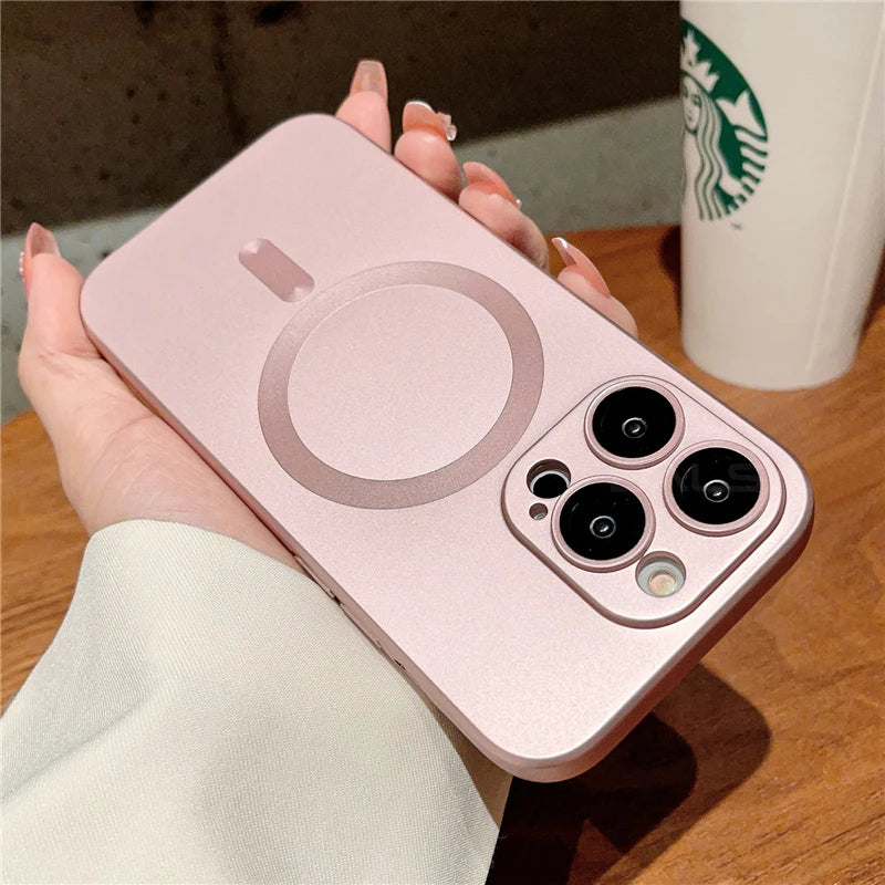 iPhone | Luxury For Magsafe Wireless Charging Case For iPhone With Lens Protector Matte Cover