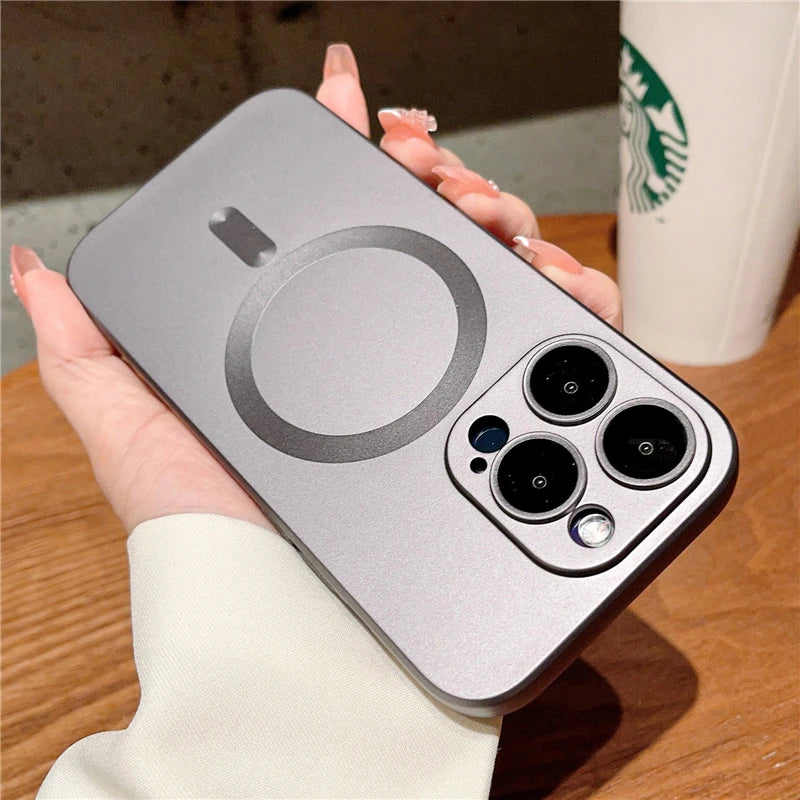 iPhone | Luxury For Magsafe Wireless Charging Case For iPhone With Lens Protector Matte Cover