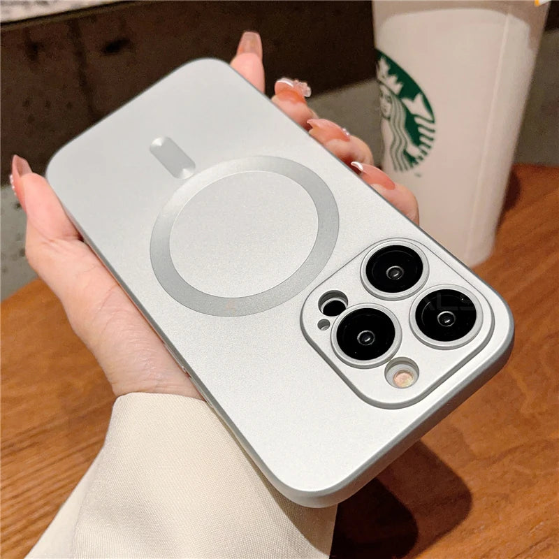 iPhone | Luxury For Magsafe Wireless Charging Case For iPhone With Lens Protector Matte Cover