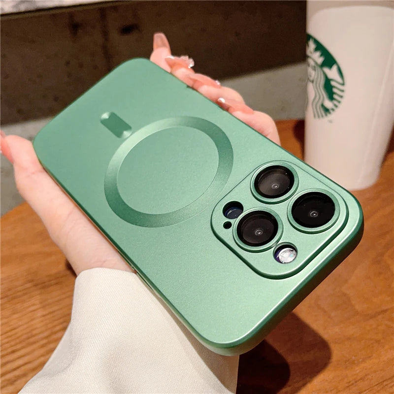 iPhone | Luxury For Magsafe Wireless Charging Case For iPhone With Lens Protector Matte Cover