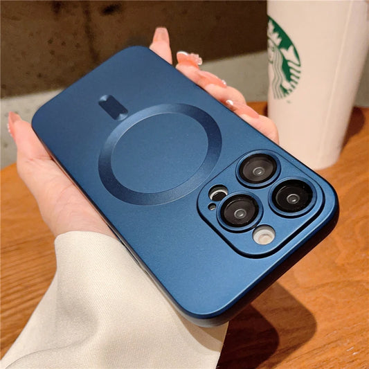 iPhone | Luxury For Magsafe Wireless Charging Case For iPhone With Lens Protector Matte Cover